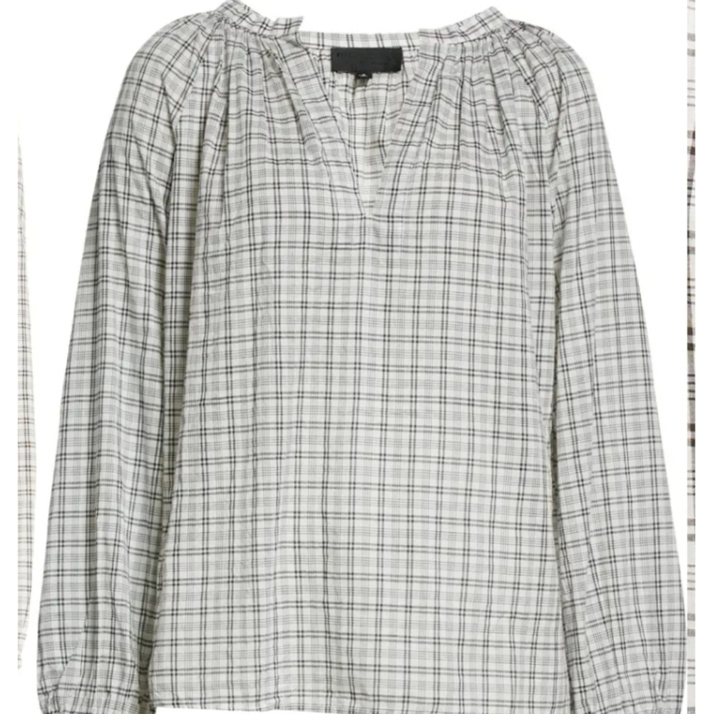 Nili Lotan Brooke Check Cotton Top
